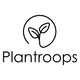 Logo of Plantroops with two leaf shapes inside a circle on a white background.