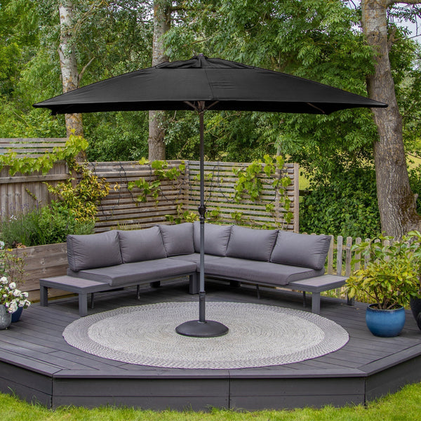 Triton 3m x 2m Rectangular Aluminium Parasol in Black
