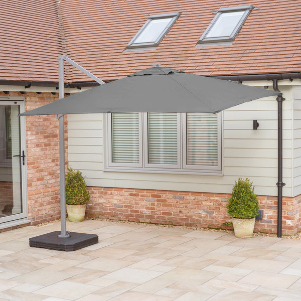 Hera 2.7m Square Cantilever Parasol with LED Lighting in Charcoal