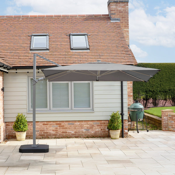 Hera 3m x 2m Rectangular Cantilever Parasol with LED Lighting in Charcoal