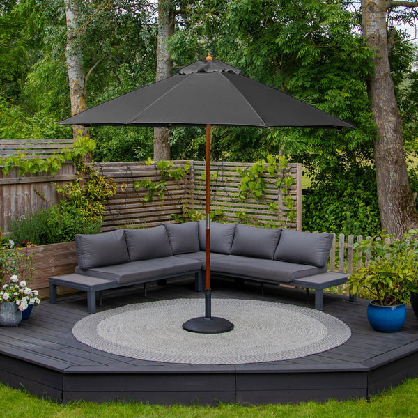 Kratos 3m Round Wooden Parasol in Grey