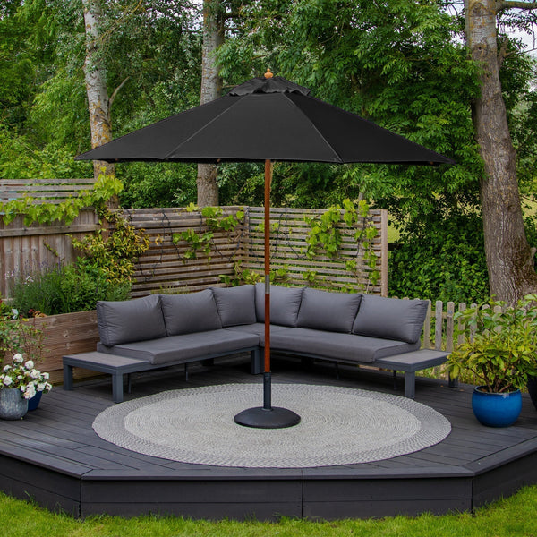 Kratos 3m Round Wooden Parasol in Black