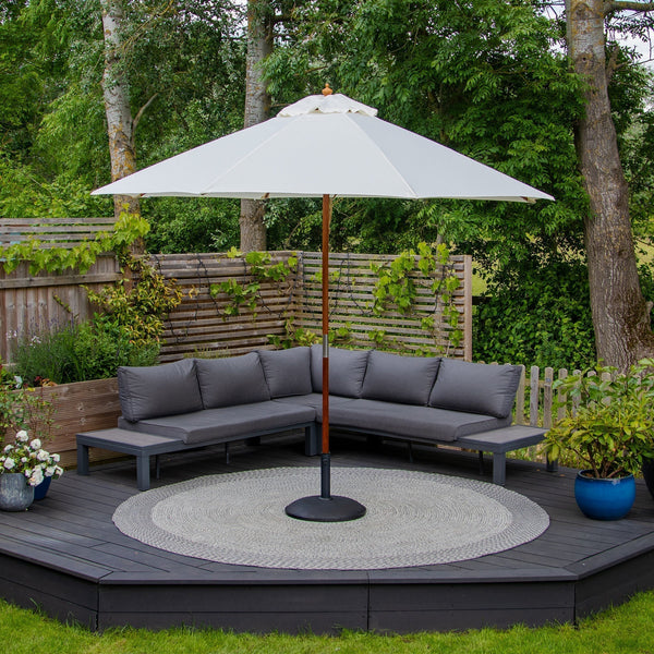 Kratos 3m Round Wooden Parasol in Beige