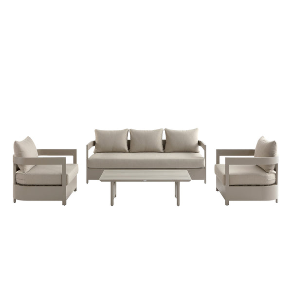 Stanford Outdoor 5-Seater Sofa Set, Taupe with Light Taupe Fabric