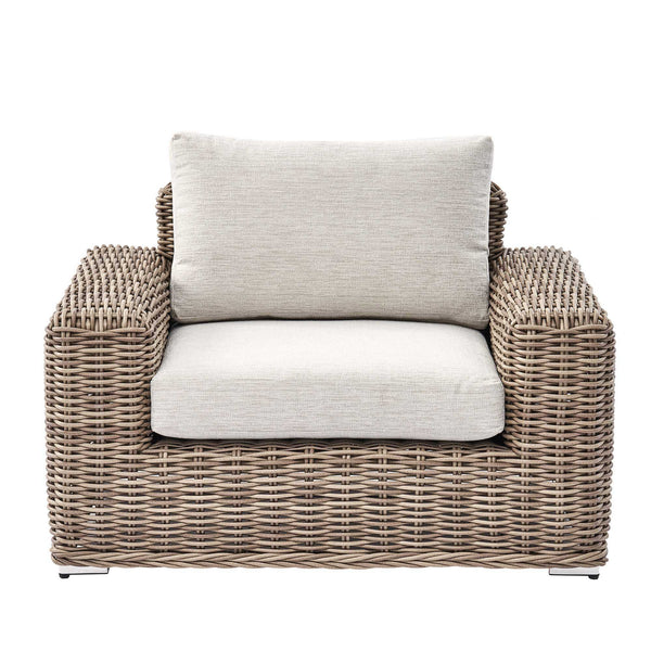 Bellagio Round Wicker Outdoor 1-Seater Sofa, Natural