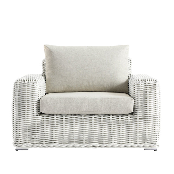 Bellagio Round Wicker Outdoor 1-Seater Sofa, White