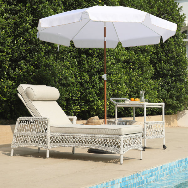 Willowbrook Lattice Weave Rattan Sun Lounger, White