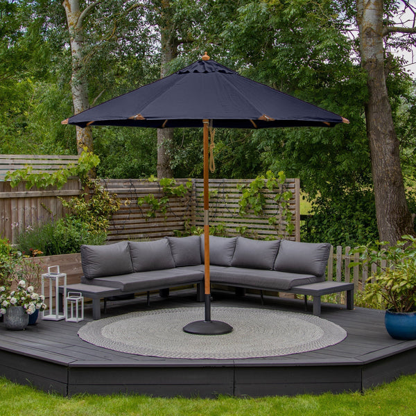 Styx 3m Round Deluxe Wooden Parasol in Navy