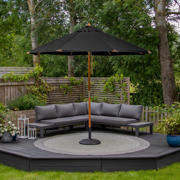 Styx 3m Round Deluxe Wooden Parasol in Black
