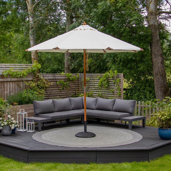 Styx 3m Round Deluxe Wooden Parasol in Beige