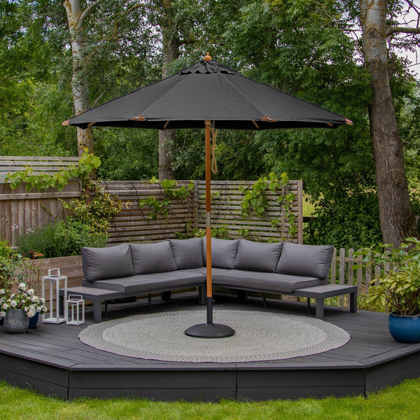 Styx 3m Round Deluxe Wooden Parasol in Grey