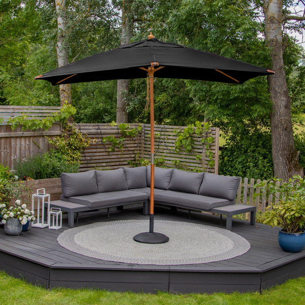 Styx 3m x 2m Rectangular Deluxe Wooden Parasol in Black