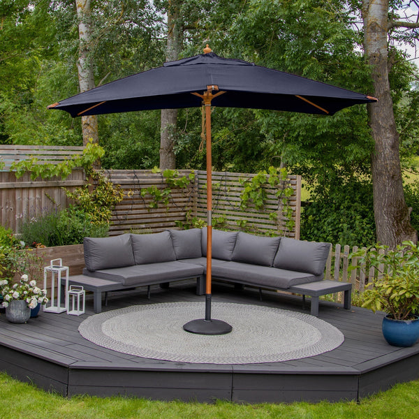 Styx 3m x 2m Rectangular Deluxe Wooden Parasol in Navy