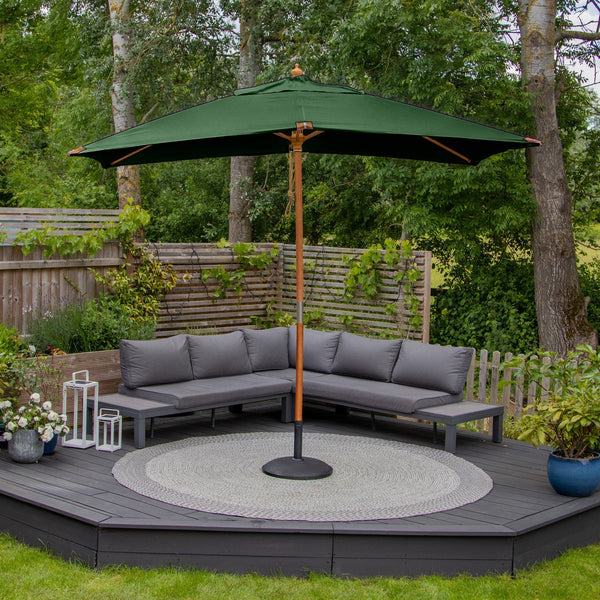 Styx 3m x 2m Rectangular Deluxe Wooden Parasol in Green