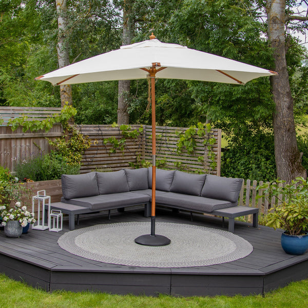 Styx 3m x 2m Rectangular Deluxe Wooden Parasol in Beige