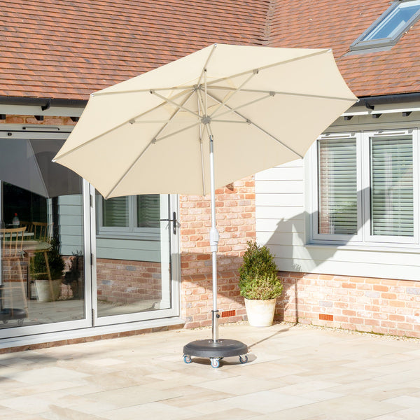 Zelos 3m Round Parasol with LED Lighting in Cream