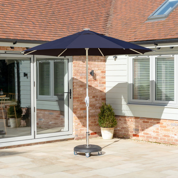 Zelos 2.5M Round Parasol with LED Lighting in Navy