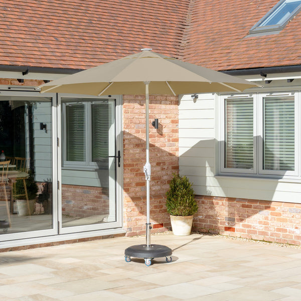Zelos 2.5M Round Parasol with LED Lighting in Taupe