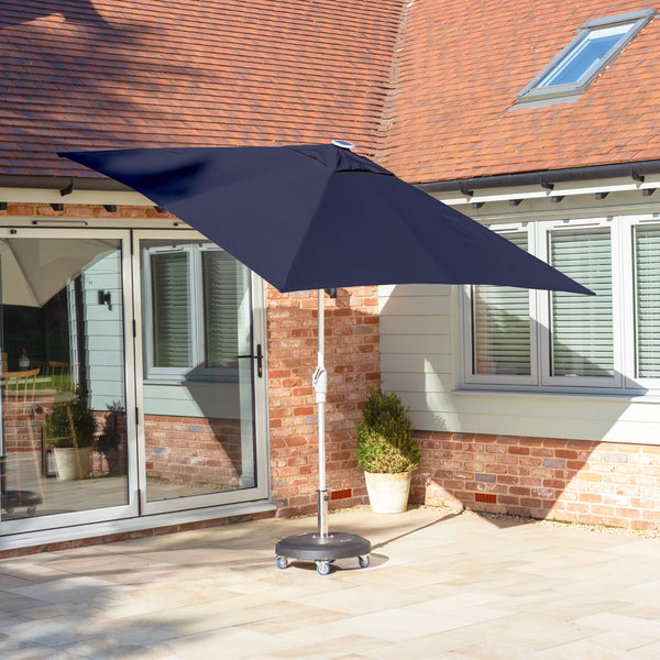 Zelos 2.5m Square Parasol with LED Lighting in Navy