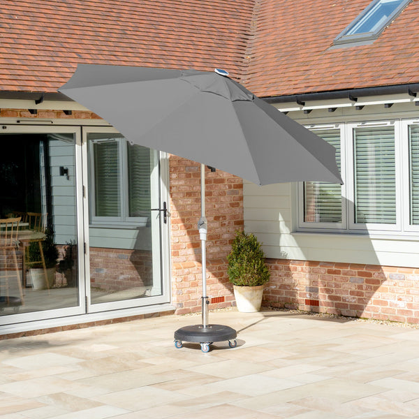Zelos 3m Round Parasol with LED Lighting in Grey