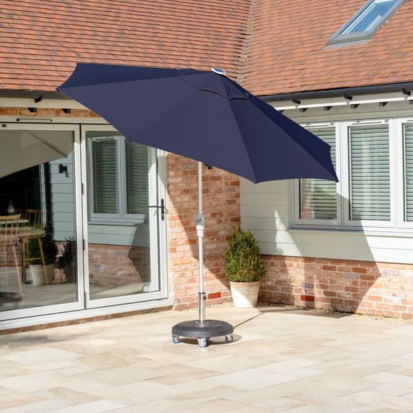 Zelos 3m Round Parasol with LED Lighting in Navy