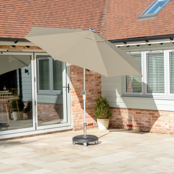 Zelos 3m Round Parasol with LED Lighting in Taupe