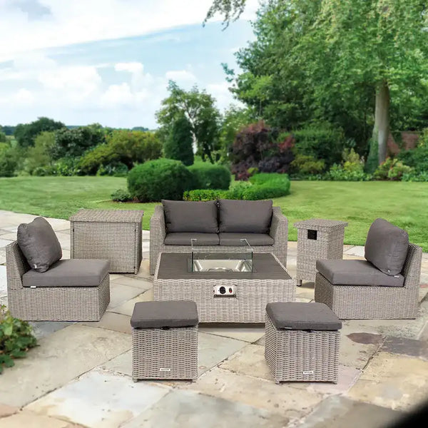 Palma Compact Set with Low Fire Pit Table and Gas Storage bottle