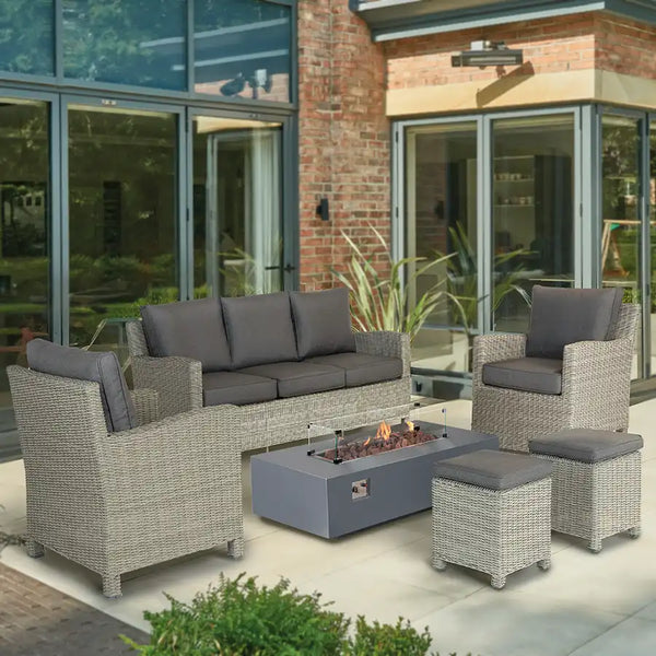 Palma Lounge Sofa Set with Universal Fire Pit Coffee Table